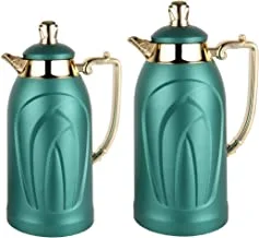 Al Saif Mila 2 Pieces Coffee And Tea Vacuum Flask Set, Color: Matt Green, Size: 1.0/0.7 Liter, K195664/2Mgng