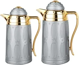 Al Saif Bianka 2 Pieces Coffee and Tea Vacuum Flask Set Size: 0.7/1.0 Liter, Color: Matt Gray, K195666/2MDSGG