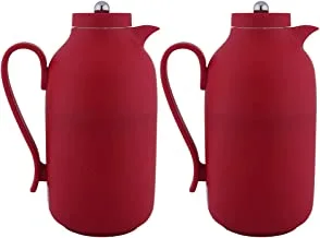 Al saif 2 pieces coffee and tea vacuum flask set size: 1.0/1.0 liter, color: matt red