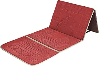 Sleep night floldable praying mat, foldable meditation mat with back rest, prayer rug with carrying bag, poratble cushioned & padded prayer rug for salah size 110 x 53 cm red