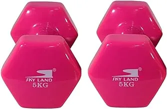 Sky Land Fitness Hexagon Head Vinyl Dumbbell Set-EM-9219 - Purple l Pink