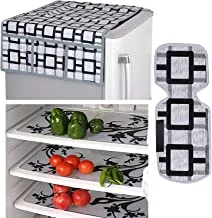 Kuber Industries Fridge Aplliance Cover Set|Pvc 3 Pieces Fridge Mats| 1 Piece Handle Cover|1 Piece Fridge Top Cover (Grey)