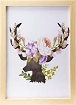 Lowha roses deer wall art with pan wood framed ready to hang for home, bed room, office living room home decor hand made wooden color 23 x 33cm by lowha, multicolor