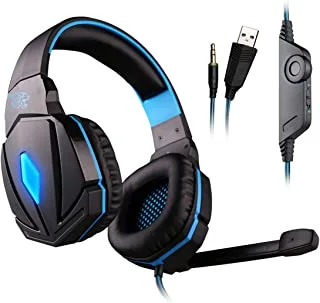 Datazone 21 Gaming Headphones reduce noise with headphones with microphone for PS4, PC and audio console, G4000 (Blue), medium, Wired