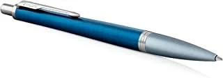 باركر أوربان بريميوم أزرق داكن مع زخرفة كروم | قلم حبر جاف | عبوة حبر متوسطة النقطة | علبة هدايا | 8305
