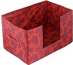 KUBER INDUSTRIES Metalic Flower Large Capacity Space Saver Closet, Stackable and Foldable Clothes, Clothes Storage Bag, (Red)