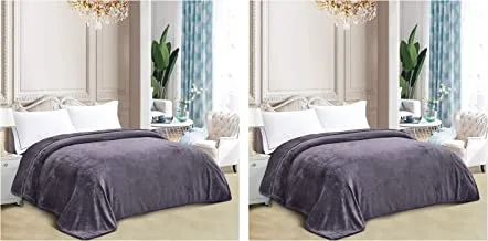 Pack of 2 soft flannel blanket, king size, 200x220 cm, st-008