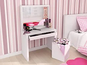 Tecnomobili wooden dressing table with drawer and mirror, white - h 142.5 cm x w 90 cm x d 46.5 cm