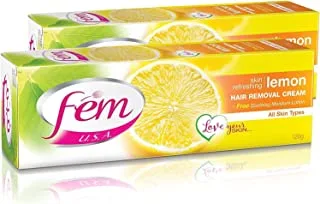 Fem U.S.A. Lemon Hair Removal Cream For Skin Rejuvenating with Free Soothing Moisture Lotion, 2 X 120g - Pack of 1