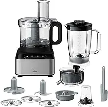 Braun Food Processor Silver , 800 Watts, Blender 1.2 L, Juice extractor, citrus juicer, Chopper, Food Prep Bowl 2.1 L, 2 Speed Button And Pulse, FP3235SI, 2 Years Warranty