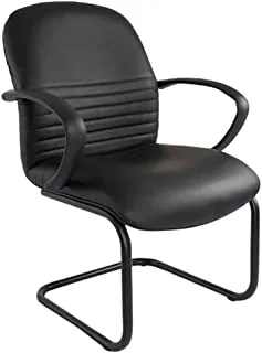 Mahmayi PVC/Metal Alexandra Leather Guest Chair With Arm, MOF8003VBL, Black, H92 x W46 x D44 cm (Visitor Chair)