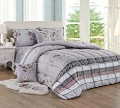 Bed In A Bag Medium Filling King Size Comforter Set, 10 Pcs Floral Bedding Set Size 220 X 240 Cm With Comforter, Quilted Bed Skirt, Pillowcases, CUShion & Bedroom Slippers, Multicolor