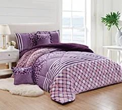 Moon Warm Winter Velvet Fur Comforter Set, Single Size (160 X 210 Cm) 4 Pcs Soft Bedding Set, Modern Floral Tufted Pattern, JMR, Purple