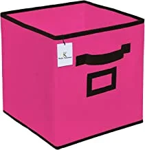 Kuber IndUStries Non Woven Small Foldable Storage Organizer Cubes/Boxes, Pink, 27 Cm X 27 Cm X 27 Cm, Kubmart06540