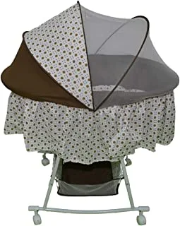 Qariet Alnwader Dgl - 88956 Wheeled Rocking Baby Bed, Spotted Brown