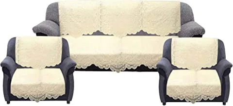 طقم أغطية أريكة شبكية 5 مقاعد من Kuber Industries ، 10 قطع ، كريمي