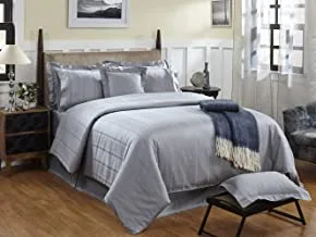 Donetella Hotel Comforter Set 9 Pcs- 300 Tc, King Size, Gray, Material: Cotton