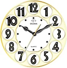 Dojana Plastic Wall Clock, Dwg323-Gold-White Muilte