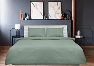 Hotel Linen Klub 4Pc Single Comforter Set, 100% Cotton Dobby Box Sateen, 250Gsm Soft Fiber Filling, 160 X 240 cm , Sage Green
