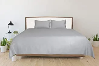 Deyarco Hotel Linen Klub Double Bed Sheet 3pcs Set, 100% Cotton 250Tc Sateen Solid Dyed, Size: 220x240cm + 2pc Pillowcase 50x75cm, Silver