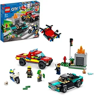 LEGO® City Fire Rescue & Police Chase 60319 Building Blocks Police Toys Set (295 Pieces)