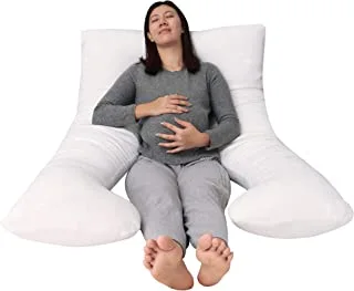 وسادة الحمل لكامل الجسم MOON ، وسادة دعم للظهر والبطن | وسادة على شكل حرف U تأتي بغطاء قطني قابل للغسل