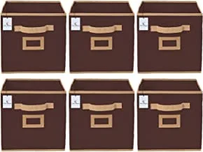 Kuber Industries Non Woven Small Foldable Storage Organiser Cubes/Boxes, 6 Pieces, Coffee, 27X27X27 Cm