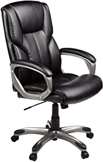 Mahmayi High-Back Executive Swivel Ergonomic Office Computer Desk Chair With Padded Arms And Smooth Rolling Casters - (Black)