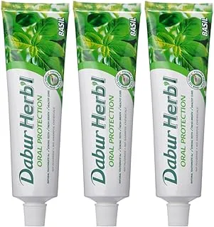 Dabur Herbal Basil Toothpaste, 150 gm (Pack Of 3)