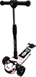Funz Kick Scooter For Kids Ages 3-8, 3 Wheel Scooter For Toddler Scooter With 3 Height AdJustable Lean-To-Steer, Foldable Kids Scooter With Light-Up Pu Wheels Rear Brake For Boys Girls, Pink