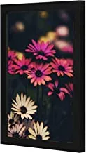 LOWHA Pink Daisy Flowers Wall art wooden frame Black color 23x33cm By LOWHA