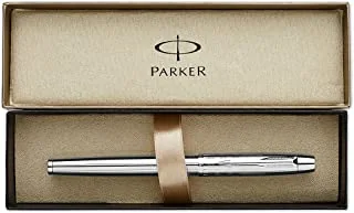 Parker IM Premium Chrome Chiseled Fountain Pen ، متوسط ​​المنقار ، حبر أزرق