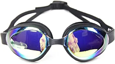 ديسكفري ادفنتشرز ، نظارات السباحة المضادة للضباب والحماية من الأشعة فوق البنفسجية 180 درجة ، تصميم انسيابي ، عدسة مرآة شفافة - DEA82431 ، أسود