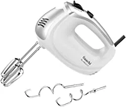 Saachi NL-HM-4177-WH 5-Speed Hand Mixer with Detachable Steel Beaters, White
