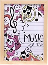 LOWHA Music is love Wall Art with Pan Wood framed Ready to hang for home, bed room, office living room Home decor hand made wooden color 23 x 33cm By LOWHA