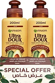 Garnier Ultra Doux Avocado Oil and Shea Butter Intense Nourishment Leave-In Cream, 2 X 200 ml - Pack of 1