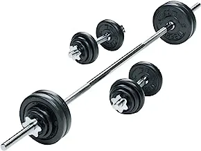 York Fitness Chrome Dumbbell and Barbell Set with Carry Case | 50 Kg