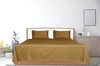 Deyarco Hotel Linen Klub Double Bed Sheet 3Pcs Set , 100% Cotton 250Tc Sateen Solid Dyed, Size: 220X240Cm + 2Pc Pillowcase 50X75Cm , Bronze