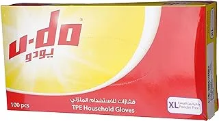 U-Do Disposable Gloves 100-Pieces, X-Large, Multicolor