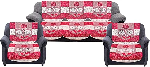 Kuber Industries Sofa Slipcover With Table Cloth|Couch Cover|Furniture Protector Cover|Sofa Cover Set of 7 (Pink)