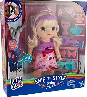 Hasbro Baby Alive Snip ‘N Style Baby Blonde Hair Talking Doll With Bangs That Grow, Then Get Shorter, Toy For Kids Ages 3 Years Old And Up