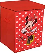 Kuber Industries Disney Minnie Print Non Woven Fabric Foldable Laundry Basket , Toy Storage Basket, Cloth Storage Basket With Lid & Handles (Red)