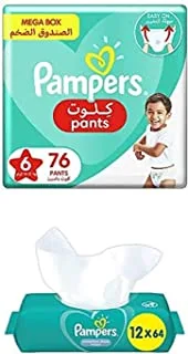 Pampers Pants, Size 6, 152 Diapers + 768 Complete Clean Wet Wipes