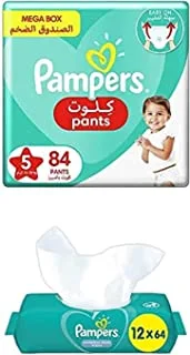 Pampers Pants, Size 5, 168 Diapers + 768 Complete Clean Wet Wipes