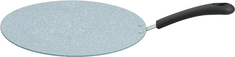 Prestige Speckled Granite Concave Tawa 34 CM | 3mm Thick Aluminium Base | Scratch Resistant Coating | Non Slip Bakelite Handles-Grey