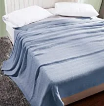 Krp Home 100% Cotton, Soft Premium Thermal Blanket/Throw Lightweight And Breathable Chevron Weave - Perfect For Layering Any Bed For All-Season - Denim Blue - King Size (274 X 228 Cm)