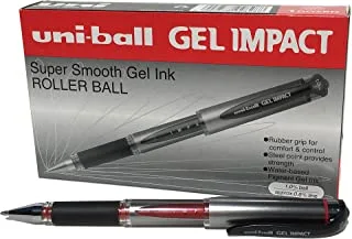 Uni-Ball Signo Impact Gel Pens with Rubber Grip، Black / Blue / Red Gel Super Ink 12 Stück