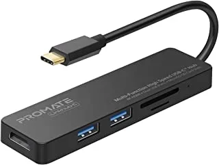 Promate USB-C™ Multi-Port Adapter, Portable Type-C™ Hub to Ultra-Fast Sync Charger Dual USB 3.0 Port, 4k USB to HDMI Port and SD/MicroSD Card Reader Slot, LinkHub-C