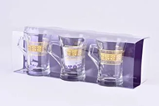 كوب شاي زجاجي من الوستارية مع مجموعة مقبض كينار ذهبي / 6 قطع