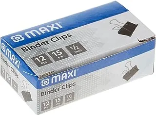 MAXI BINDER CLIP 15MM BOX OF 12PC BLACK